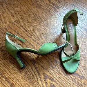 Franco Sarto- leather high heel / open toe/ Apple Green/ Size 7 1/2